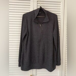 Torrid Dark Gray Ribbed Half-Zip Long Sleeve Sweater  Size 0/Large